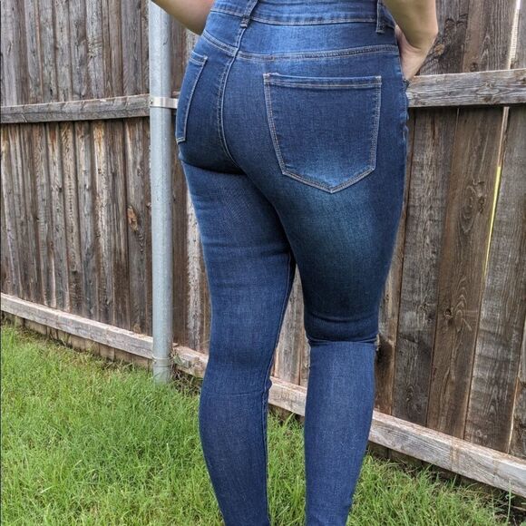 Ripped Skinny Jeans High Waist Distressed Stretchy - Picture 13 of 14